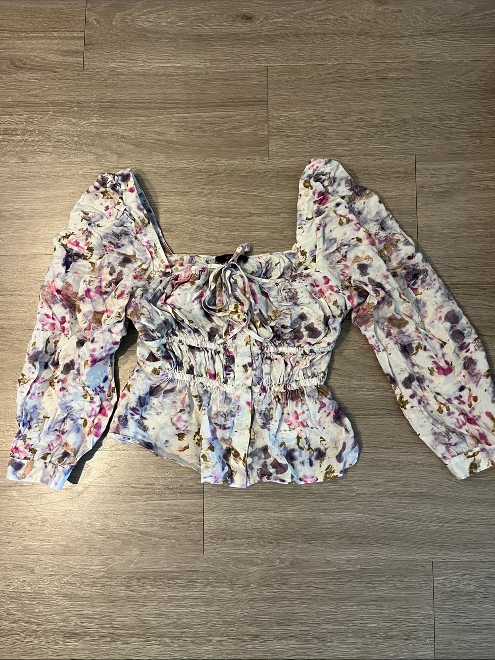 J. Crew Floral Smocked Peasant Blouse - White Multi